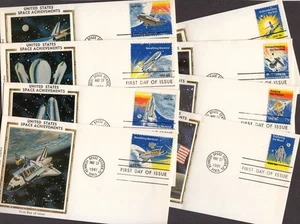 1981 Space Achievement Sc 1912 to 1919 FDCs set of 8 covers Colorano silk cachet - Picture 1 of 2