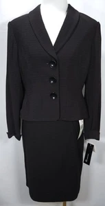 Jones New York Suit Women's 2 Pc Skirt Jacket Set Moulin Rouge Black Size 4 - Picture 1 of 18