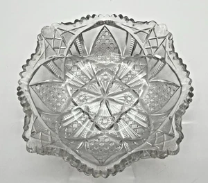 Antique American Brilliant Cut ABP Glass Serving Bowl 8" Heavy Large - Picture 1 of 6