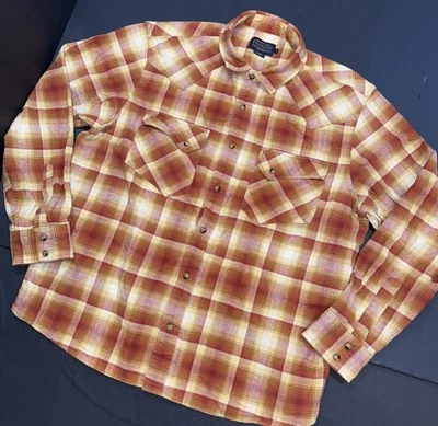 Camisa Pendleton Algodón Franela Western Wear Manga Larga Hombre Grande Amarillo Tostado Foto 1 de 4