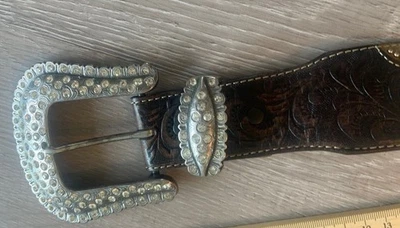 Cinturón de cuero Tony Lama Memphis Lights Bling Tooled talla 30 vaquera rodeo Foto 1 de 4