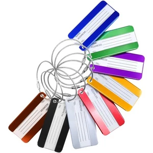 8 Pack Aluminium Metal Travel Luggage Tags Suitcase Baggage Name Address ID B... - Picture 1 of 9