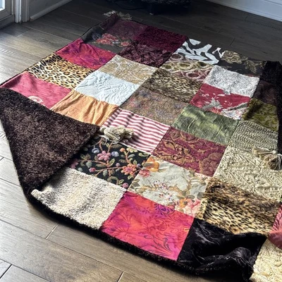 Stunning Horchow Embellished Patchwork Throw 54 x 62” with Double Tassel Corners - Image 1 of 4