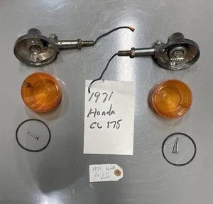 1971 Honda CL175 Front Turn Signals Left Right, Lens Arm Bolt Rod Housing Base - Bild 1 von 12