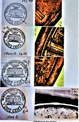 Lot of 4 Lincoln Memorial Cent Hub Rim Break 1959, 60, 63 & 64 Ds  Unc Quan Disc Cover