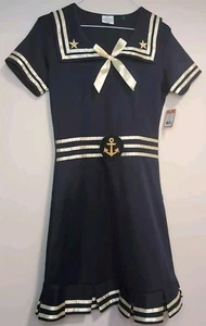 Costume da marinaio vestito blu navy con bordo oro taglia media - Foto 1 di 10