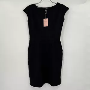 Quince Women's Black Ultra-Stretch Ponte Cap Sleeve Dress sz S NWT Career Mini - Picture 1 of 8