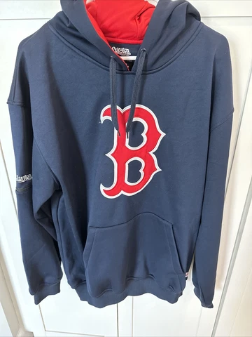 Boston Red Sox Sweater Blue Hooded Sweatshirt Hoodie Pullover Size Large Cover