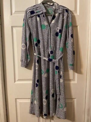 Vintage 1970 Mod Dress Circle Print Belted Waist Semi Sheer -  Size XL - Image 1 of 4