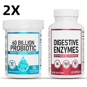 2PACK Physician Choice Optimal Gut Health Bundle 60 Billion Probiotic Digestive - Bild 1 von 8