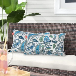 Pack of 2 Outdoor Lumbar Pillow Case Covers 12"X20", Waterproof Rectangular Thro - Picture 1 of 7