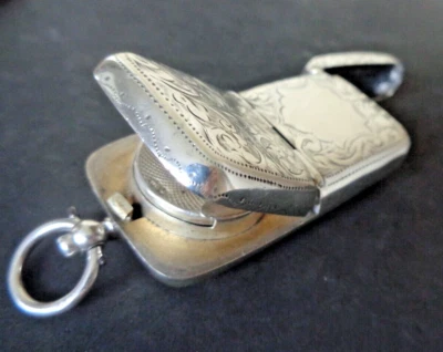 LARGE Stg. Silver Vesta Match Safe & Sovereign Holder h/m 1909 - Clark & Sewell - Image 1 of 4