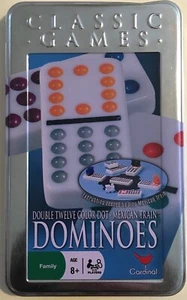 Cardinal Classics Dominoes Double 12 Color Dot Mexican Train In Tin - Picture 1 of 8