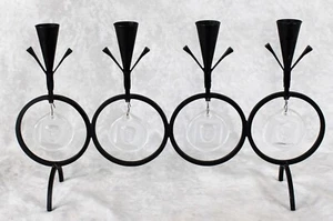 Erik Höglund Kosta Boda Candleholder Candelabra Cast Iron Glass Faces Sweden - Picture 1 of 12