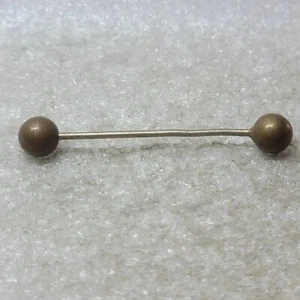 Silver Tone Mens Collar Bar Pin Flat Plastic Ball End Simple Classic - Picture 1 of 2