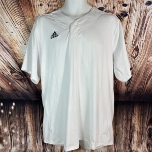 NUOVA maglia Adidas uomo taglia large bianca manica corta maglietta bottoni ventilati - Foto 1 di 10