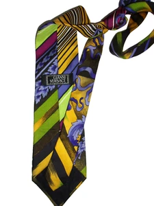 GIANNI VERSACE Couture RARE Black Label Silk Tie Floral Baroque 90s Italy - Picture 1 of 5