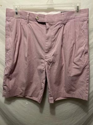 Daniel Cremieux 高尔夫短裤红色条纹男式 34 码打褶前斜纹布短裤 S1 — 第 1/4 张图片