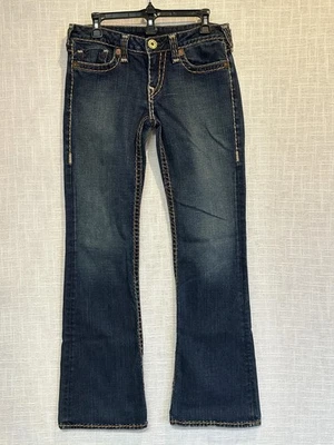 True Religion Jeans Womens 31 Blue Bootcut Contrast Stitch Low Rise Made in USA - Image 1 of 4