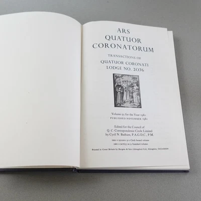 Ars Quatuor Coronatorum 卷 93 1980 精装共济会旅馆 2076 — 第 1/4 张图片