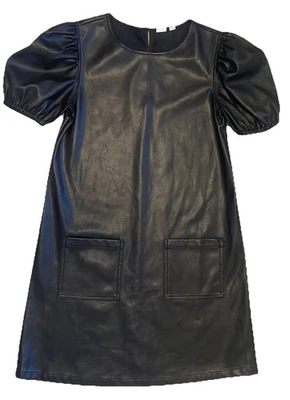 GAP Kids Black Puff Sleeved Faux Leather Girls Dress XL 14/16 Wednesday Adams - Image 1 of 4