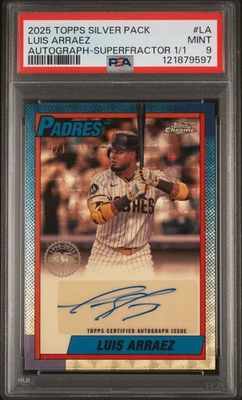2025 Topps 1990 Chrome Autograph Luis Arraez Auto-Superfractor 1/1 PSA 9 - Image 1 of 2