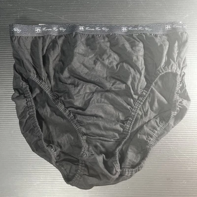 Vtg High Waist Black Cotton Panties  Sz 8 Hanes Her Way Grannycore NWT - Image 1 of 4