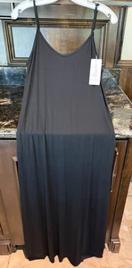 Bohemian Spaghetti Strap Maxi Dress Casual V-Neck Sleeveless - Black Small - Picture 1 of 3