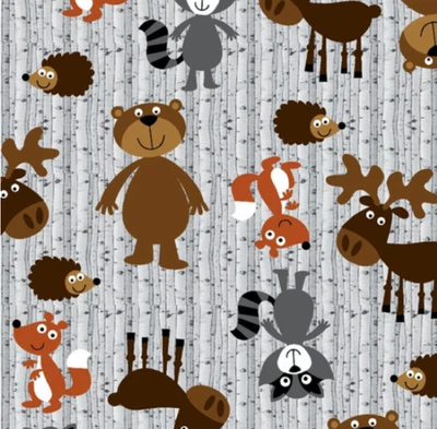 A.E. NATHAN AE Nathan Comfy Flannel Prints ~ 0863-909 ~ Woodland Animals ~ Per Half Yard