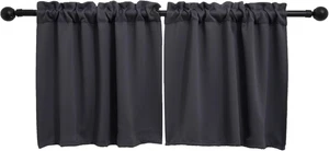 Rod Pocket Tier Curtain Half Blackout Curtain for Kitchen Bathroom Cabinet - Picture 1 of 12