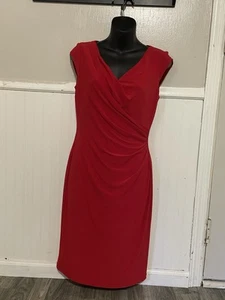 LAUREN RALPH LAUREN Stretch Fitted Sleeveless Dress Red Size 4 - Picture 1 of 6