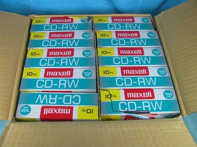 Bundle of 100 Maxell CD-RW Discs 700MB/80min 4x Sealed 10 - 10/Packs - FREE SHIP - Image 1 of 2