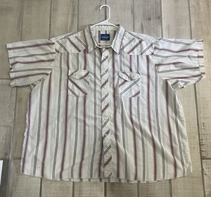 Vintage Wrangler Herren Western Perlen Druckknopf gestreift Kurzarm Kragen 4XB - Bild 1 von 7