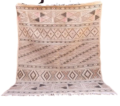 Alfombra vintage marroquí Azilal hecha a mano tribal geométrica Kilim alfombra lana bereber Foto 1 de 4