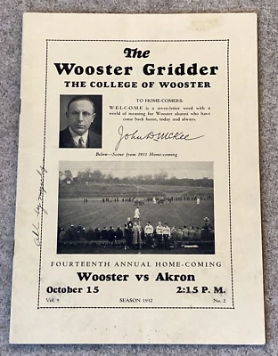 The Wooster Gridder College Of Wooster Ohio Football Homecoming 1932 vs Akron - Image 1 of 4