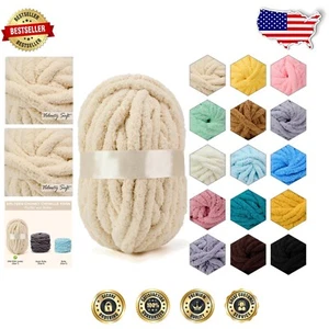 Washable Jumbo Chenille Yarn - 984.25 Inches for Soft Cushions & Blankets, Beige - Picture 1 of 9