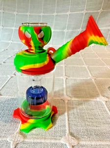 5in Silicone Hookah Smoking Bong Shisha Water Pipe Glass Bowl Rainbow - Picture 1 of 8