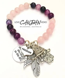 She Believed She Could So She Did Freedom Hamsa Hand Friendship Gift Bracelet - Picture 1 of 3