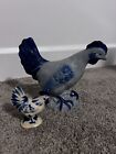 Eldreth Pottery Lot Of 2 Hen Chicken With Egg Rooster EUC Farmhouse Cottagecore