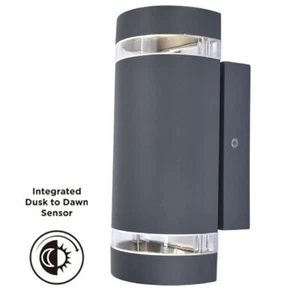Anthracite Grey Outdoor Vintage Down Lantern Dusk Sensor Wall Light IP44 - Picture 1 of 5