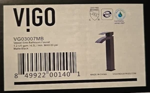 Grifo de baño de un solo orificio de mango VIGO fregadero de recipiente negro mate VGO3007MB - Imagen 1 de 7