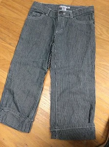 BONPOINT CROPPED Cuffed Capri PANTS Trousers GIRLS 10 8 Black & White STRIPE - Picture 1 of 4
