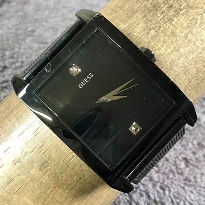 Guess Men U0298G1 Diamond Accent Black Mesh Band Steel 36mm Quartz Watch 7 1/4" - Image 1 of 4