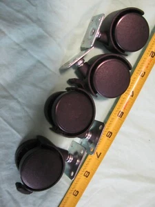 Set of 4 Caster Wheels Swivel Black 1-9/16" Diameter - Picture 1 of 6