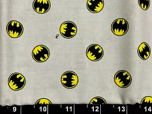 Tina Scrap 9"x21" BATMAN LOGO RARE Circle Gray Yellow DC COMICS Fabric Cotton - Picture 1 of 1