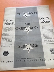 1943 CHEVROLET "FOR YOU MOTOR CAR" VTG Ad LAMINATED APPROX. 10" X 12" - Picture 1 of 2