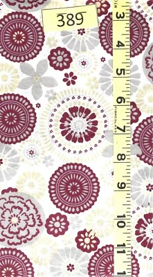 burgundy, gray, gold medallions;  cotton quilt fabric (#389) 1 yard  - Image 1 of 4