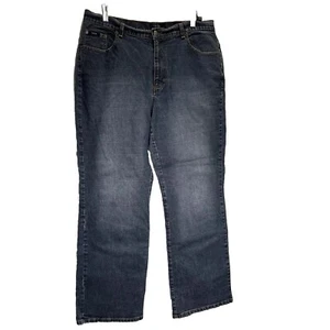 IZOD Jeans Womens 16 High Rise Stretch Straight Leg 5-Pocket Med Wash Blue Denim - Picture 1 of 10