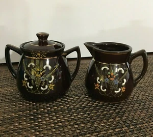 Azúcar y crema japonesa, redware con detalles de moriage. [a-7] - Imagen 1 de 4