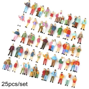 25 PACK HO SCALE MODEL TRAIN FIGURES LOTOF PEOPLE PAINTED LOCOMOTIVE SCENE 1:87 - Picture 1 of 3
